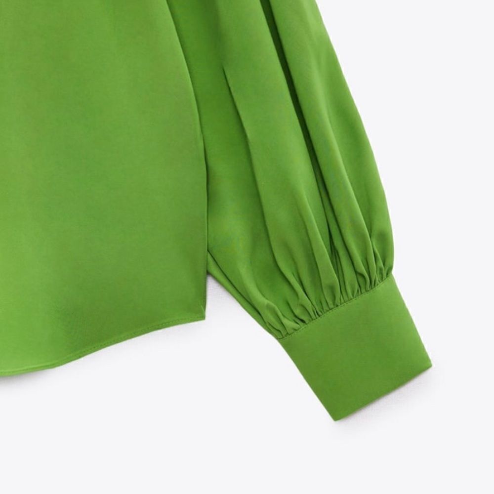 Zara Green Voluminous Blouse New - Picture 7 of 11